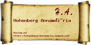 Hohenberg Annamária névjegykártya